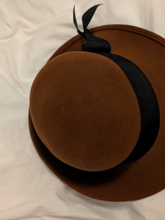 Adolpho Other - Vintage Adolfo II Excello Cloche Brown Wool Hat w/Black Grosgrain Ribbon Band